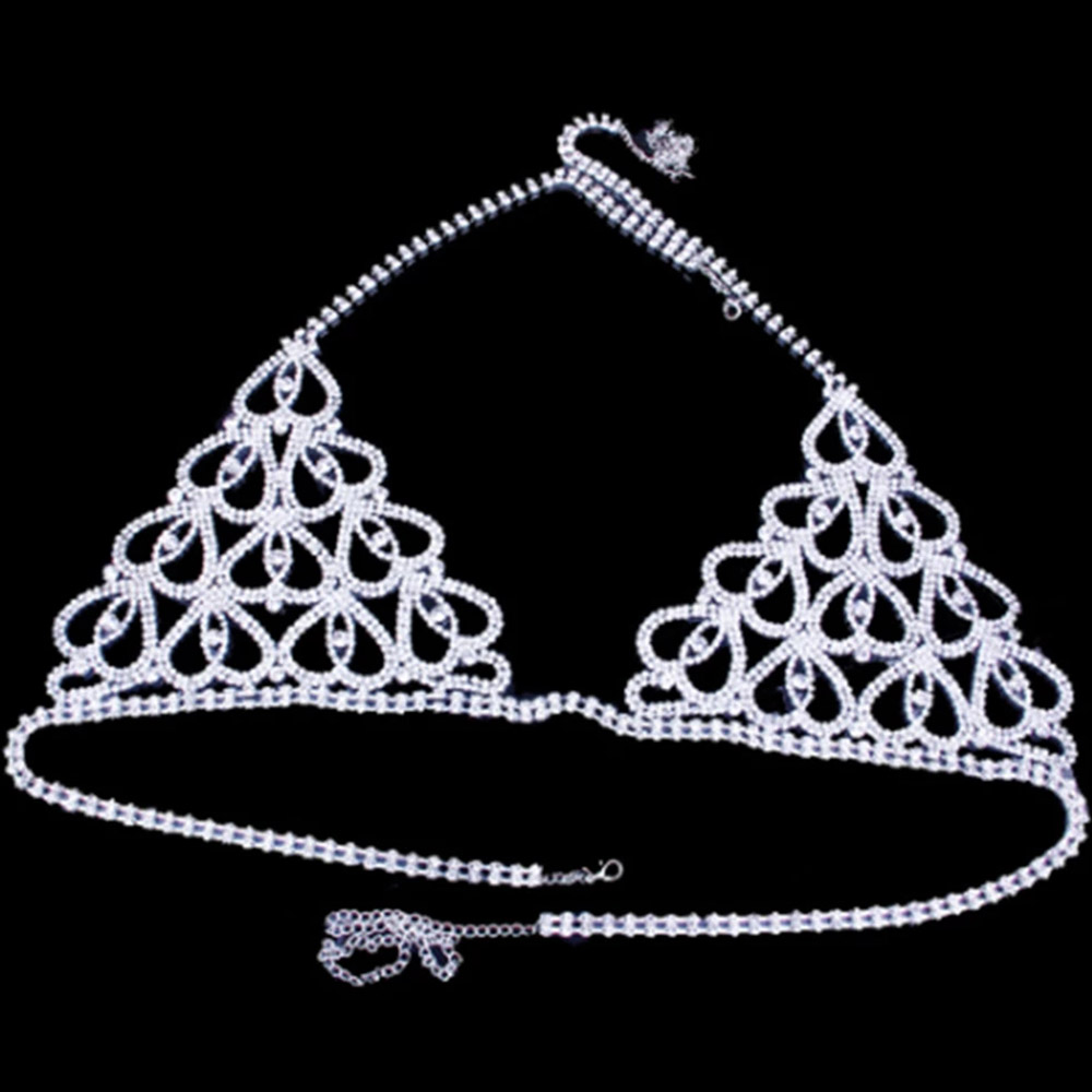 Fashion Rhinestone Heart Bra T - Thong Bikini Women ulasan dan harga